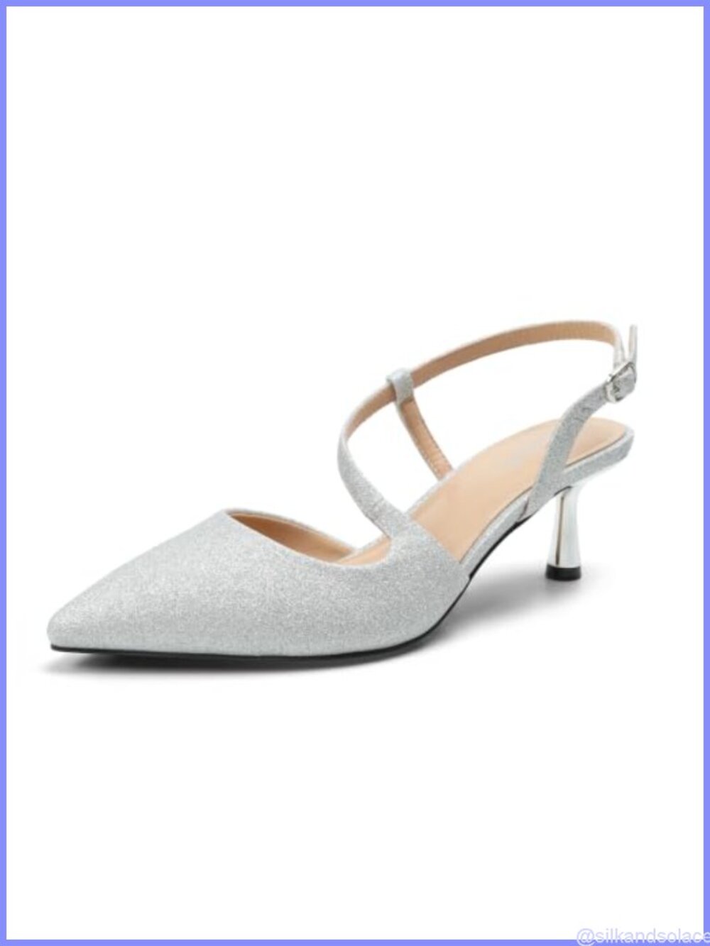 Kitten Heels Women Slingback Closed Pointed Toe Pumps Faux Leather